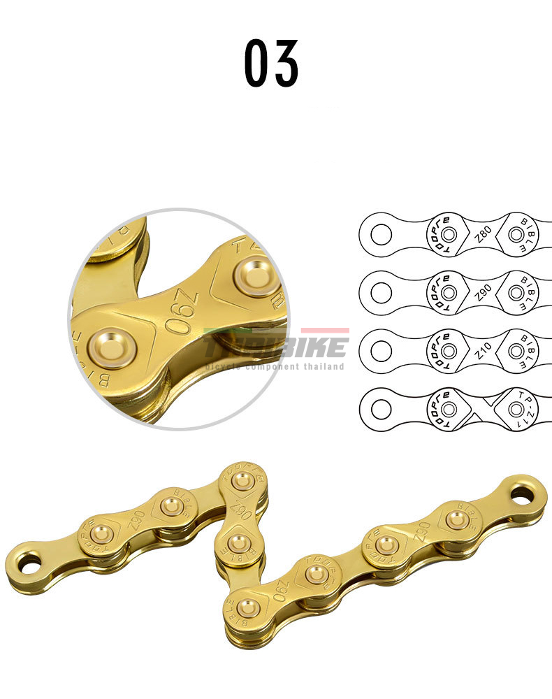 (สีทอง)ของแท้ โซ่จักรยาน TOOPRE Bike Chain Z80(617/8S), Z90(9S), z10 (10), Z11(11) Z12 โซ่เสือหมอบ โซ่เสือภูเขา