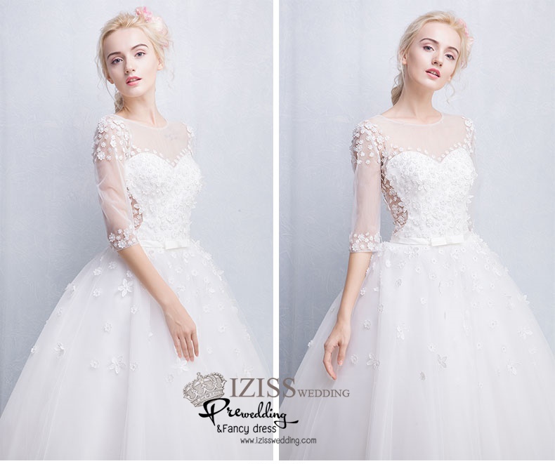 ฺBR102 **พรีออเดอร์**ชุดแต่งงาน&ชุดเจ้าสาวแบบยาวสีขาวเกรดพรีเมี่ยม ซีทรูช่วงแขนและหลัง หรูหราน่ารัก สวยโดดเด่นไม่ซ้ำใคร