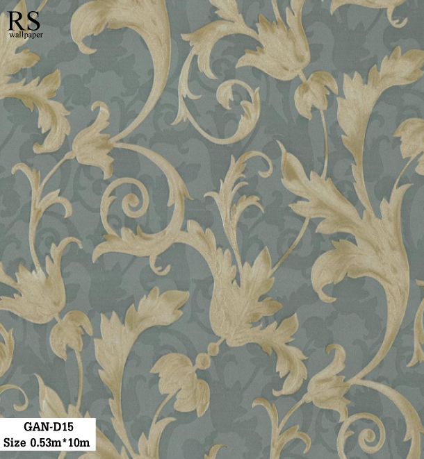 วอลเปเปอร์ ลายคลาสสิค สีเทาทอง GAN-D15