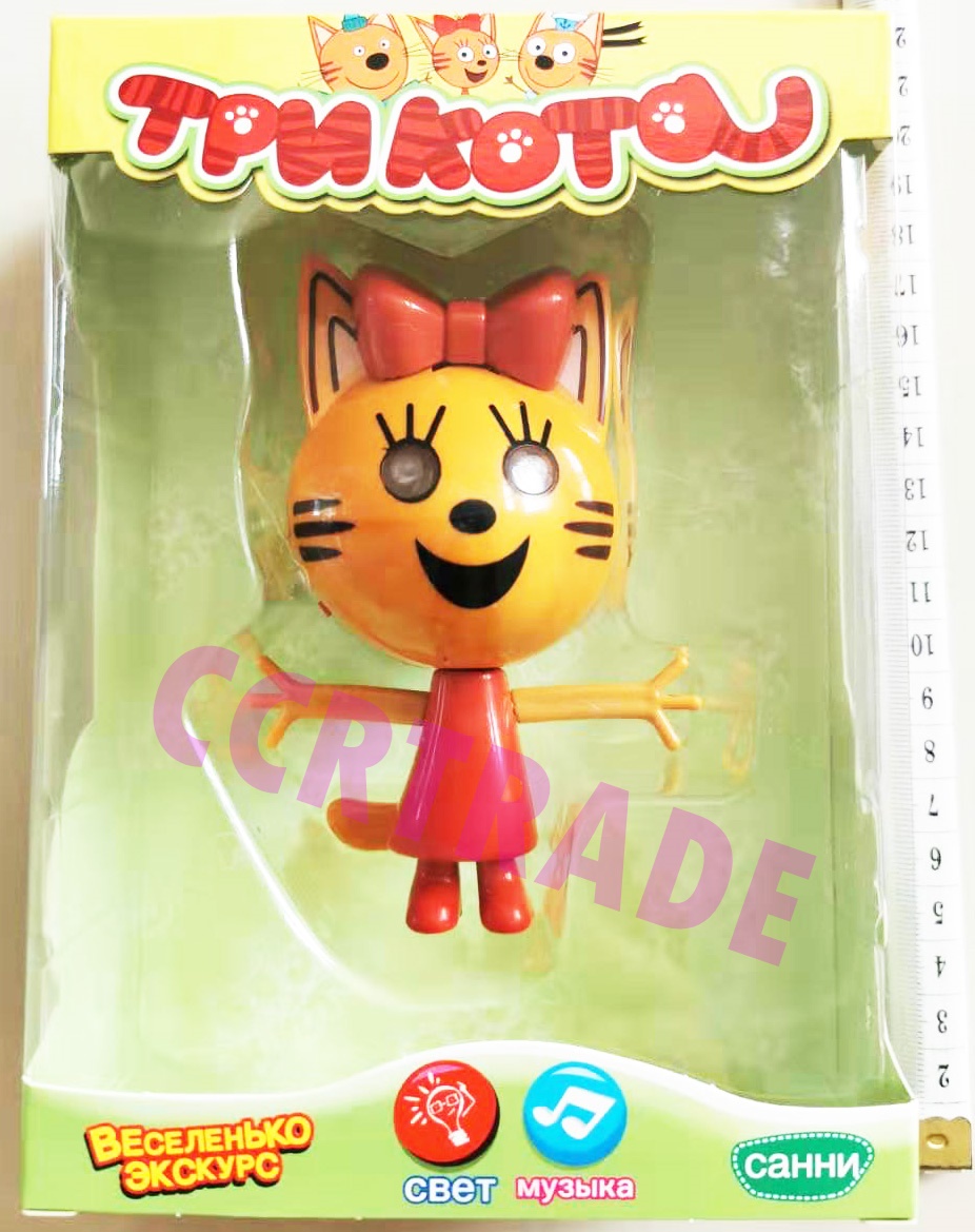 แมวฝึกภาษา มีเสียง มีไฟกล่อง 17.5 ซม.(มีถ่านในตัว)