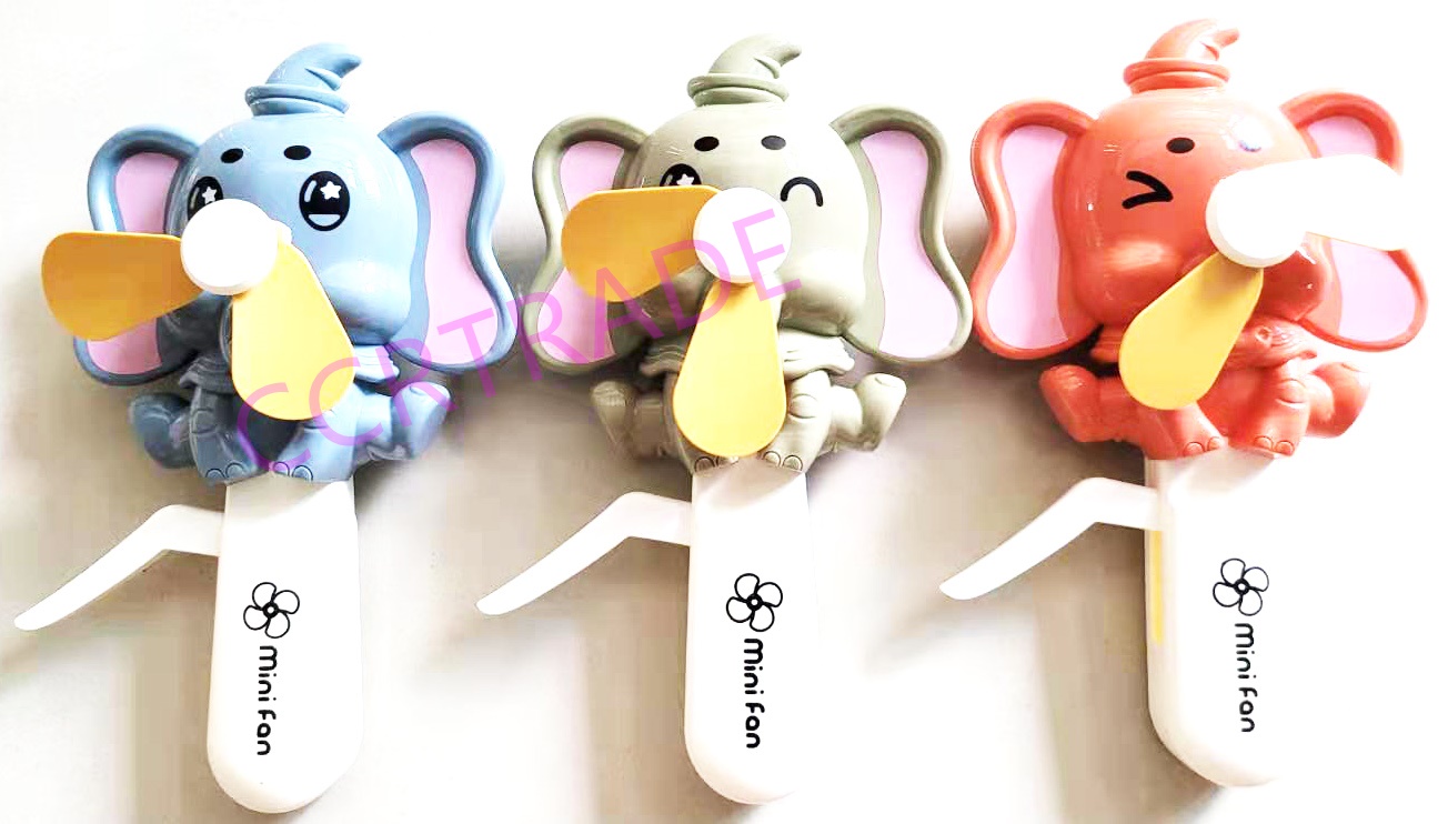 พัดลมช้างการ์ตูน มือบีบกล่อง 16.5 ซม.