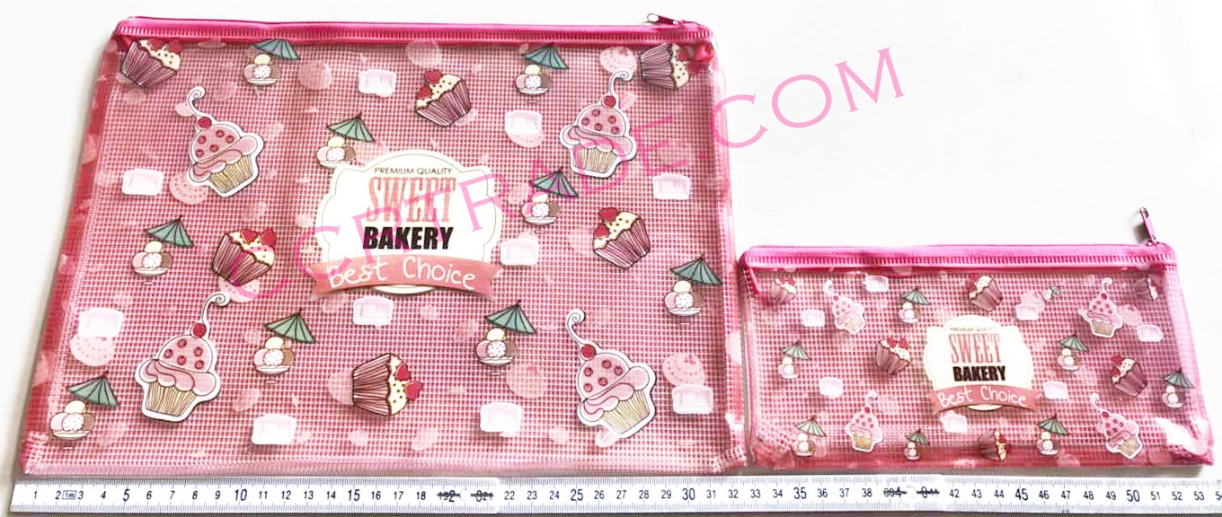 กระเป๋าซิบการ์ตูน 2 ชิ้น 22.5x33, 20.5x10 ซม.(1x3)