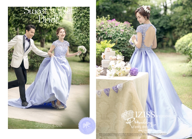 PW334 - **พร้อมส่งเฉพาะชุดผู้หญิงค่ะ** ชุดคู่ถ่ายพรีเวดดิ้ง (prewedding dress) & ชุดแต่งงานแฟนซี (Fancy wedding dress)ชายหญิง "ธีมชุดเจ้าสาวสีม่วง-ขาว"