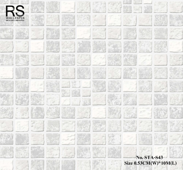วอลเปเปอร์ ลายกระเบื้องโมเสจ สีเทาครีม No.STA-S43