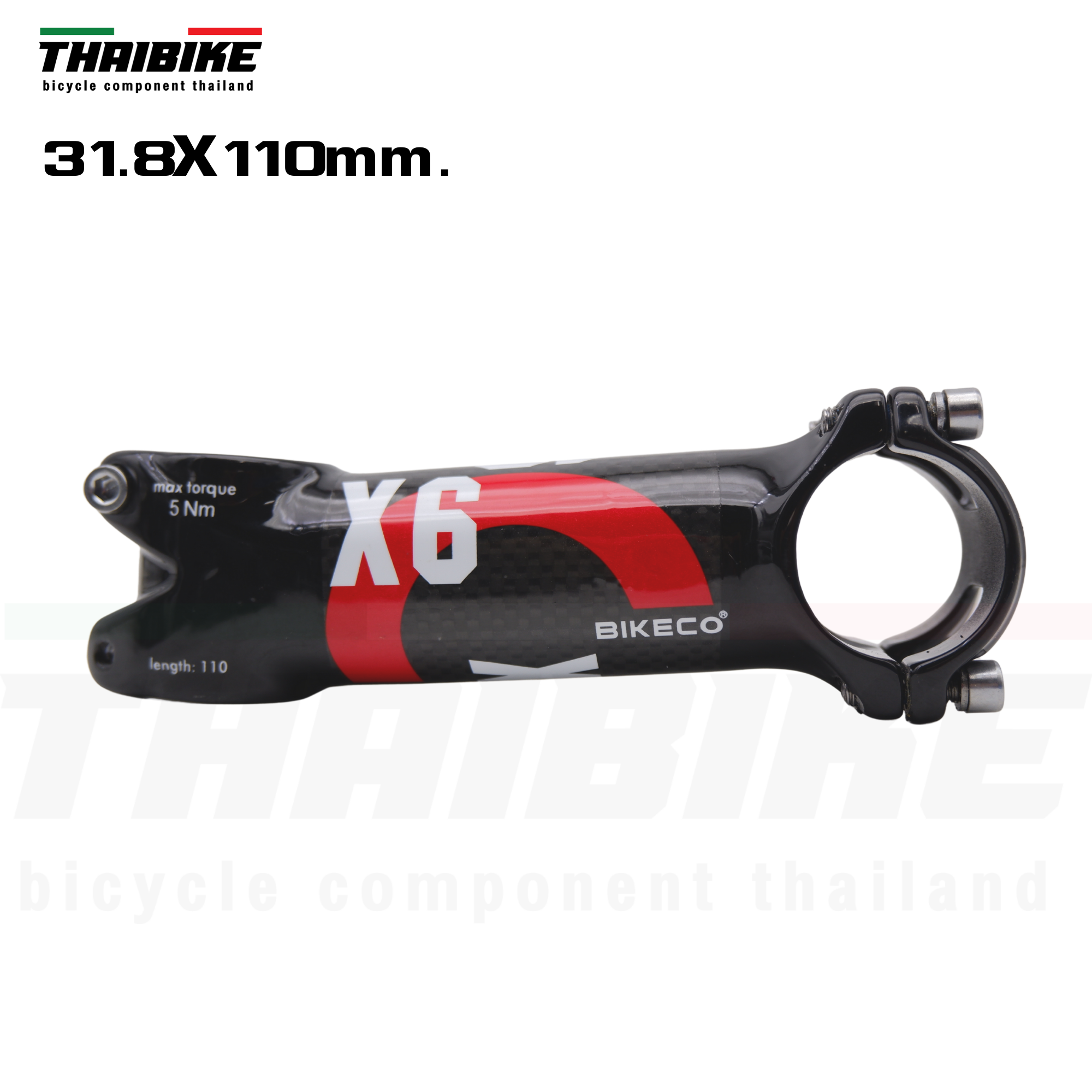 สเต็มจักรยานอลูมิเนียมเคลือบคาร์บอน THAI BIKECO X6 +-7 70/90/100/110