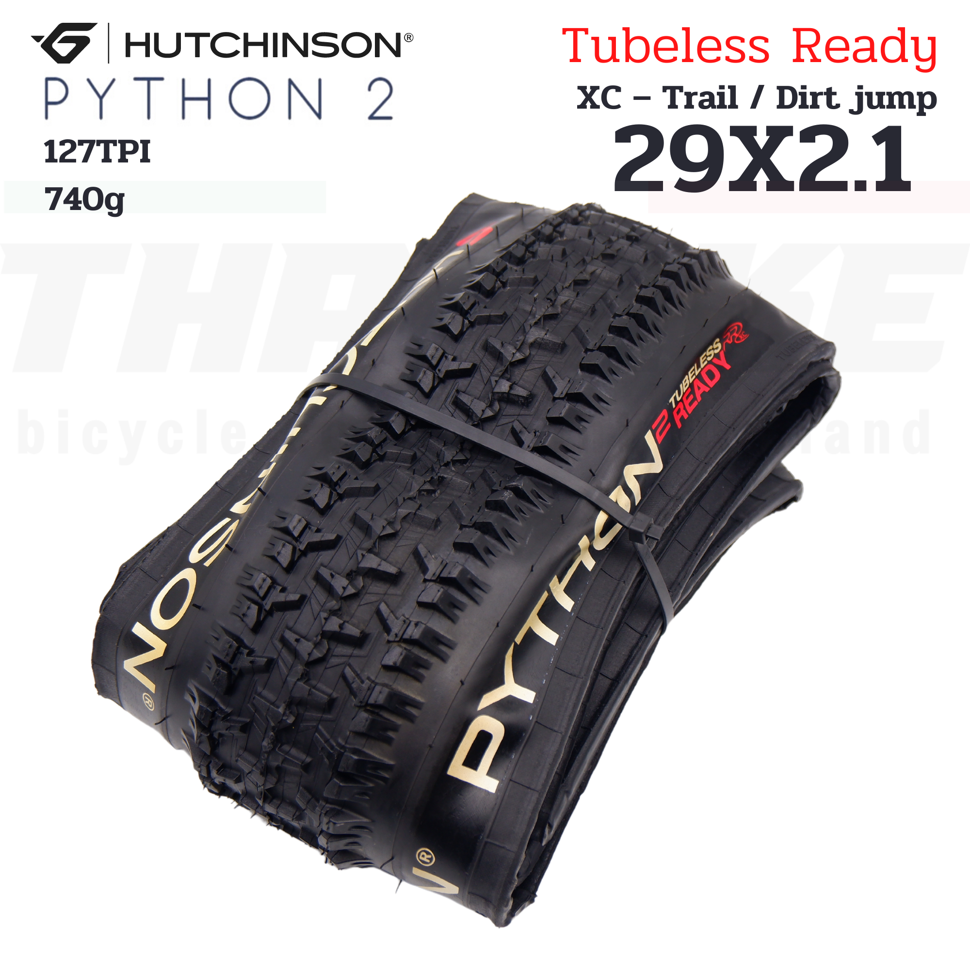 127TPI ยางนอกจักรยานขอบพับเสือภูเขา HUTCHINSON PYTHON 2 26X2.1 27.5X2.1 29X2.1 TUBELESS