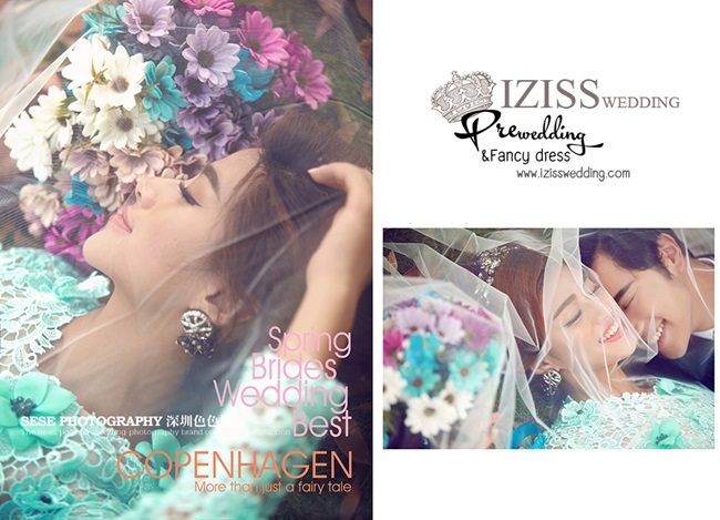 PW067 - **เลิกผลิตค่ะ** ชุดคู่ถ่ายพรีเวดดิ้ง (prewedding dress) & ชุดแต่งงานแฟนซี (Fancy wedding dress)ชายหญิง "ธีมสีเขียวมินท์-น้ำเงิน"