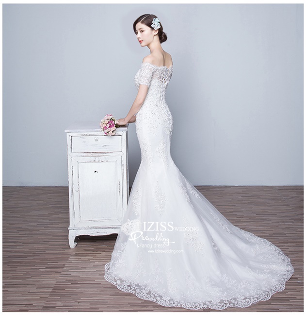 BR191 **พร้อมส่งไซส์ S+XL**ชุดแต่งงาน&ชุดเจ้าสาวแบบยาวสีขาวเกรดพรีเมี่ยม เปิดไหล่ มีแขน หรูหราน่ารัก สวยโดดเด่นไม่ซ้ำใคร