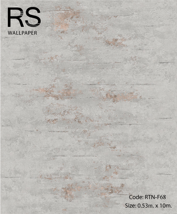 วอลเปเปอร์ลายปูนเปลือย 3D โทนสีเทาเข้มเป็นโฟมร่องเป็นสีทองแดง RTN-F68