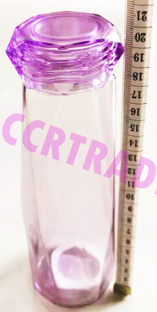 กระบอกแก้วฝาเพชร คละสี 19 ซม.(งานหนา)