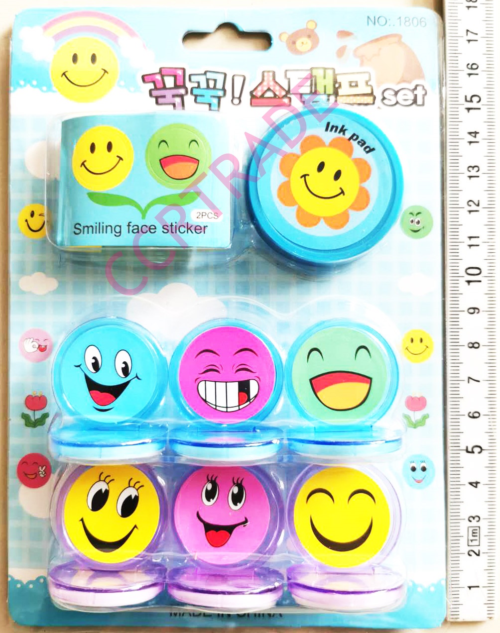 ตัวปั้มอีโมจิค่อน+แป้นหมึกแผงเกาหลี 18 ซม.(1x16)