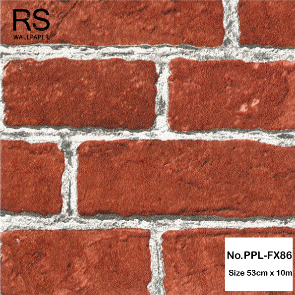 วอลเปเปอร์ ลายอิฐ สีแดง No.PPL-FX86