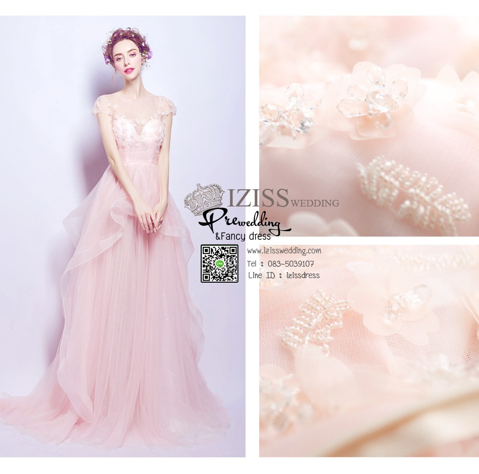 DL003 - **Pre order** ชุดราตรี เดรสยาวออกงาน (Evening dresses) ชุดไปงานแต่งงานสวยๆ "ธีมสีส้มโอโรส"