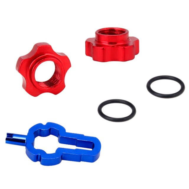 (2ชิ้น)น็อตวาล์วยางในรถจักรยานอลูมิเนียม TOOPRE พร้อมตัวขัน