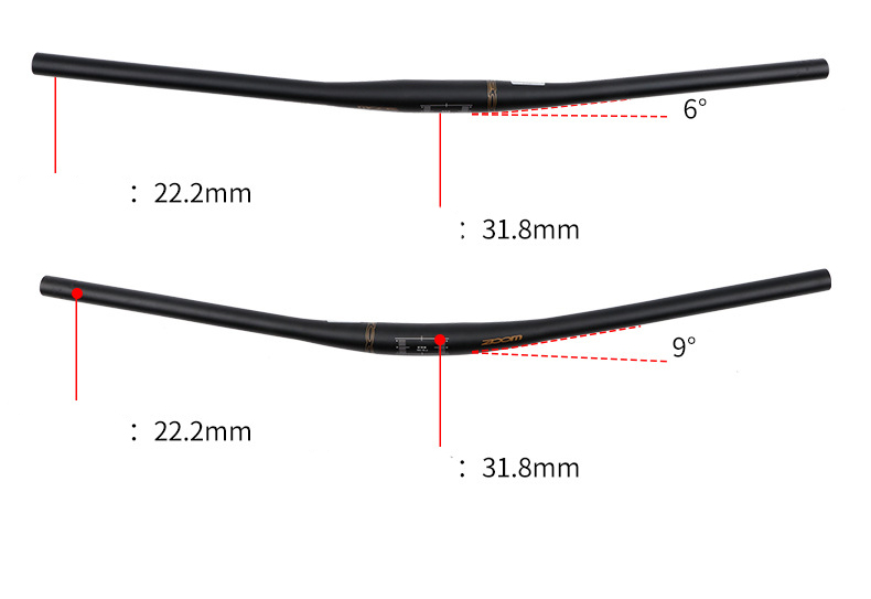แฮนด์จักรยานเสือภูเขาอลูมิเนียม ZOOM แบบยก 6 และ ยก 9 ยาว 780 มม. คอแฮนด์ 31.8