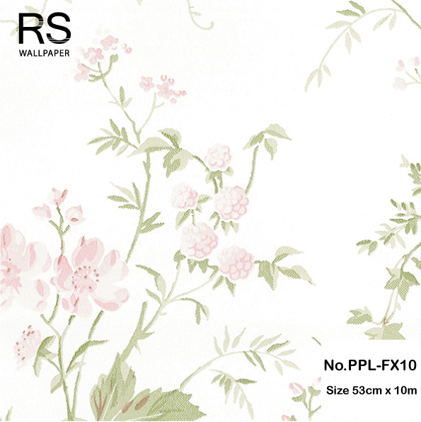 วอลเปเปอร์ลายดอกไม้สีชมพู พื้นขาว No.PPL-FX10