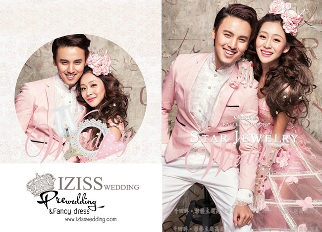 PW171 - Pre order ชุดคู่ถ่ายพรีเวดดิ้ง (prewedding dress) & ชุดแต่งงานแฟนซี (Fancy wedding dress)ชายหญิง "ธีมสีชมพู-ขาว"