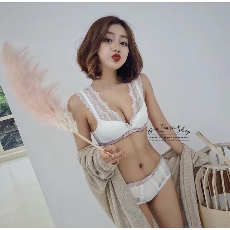 BLS✿323 Setบรา+กกน. ชุดชั้นในลูกไม้ สายใหญ่สไตล์เสื้อกล้าม