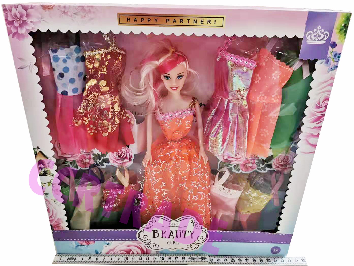 บาร์บี้แต่งตัว+กระโปรง 12 ชุดกล่องใหญ่ 33 ซม.(1x3)