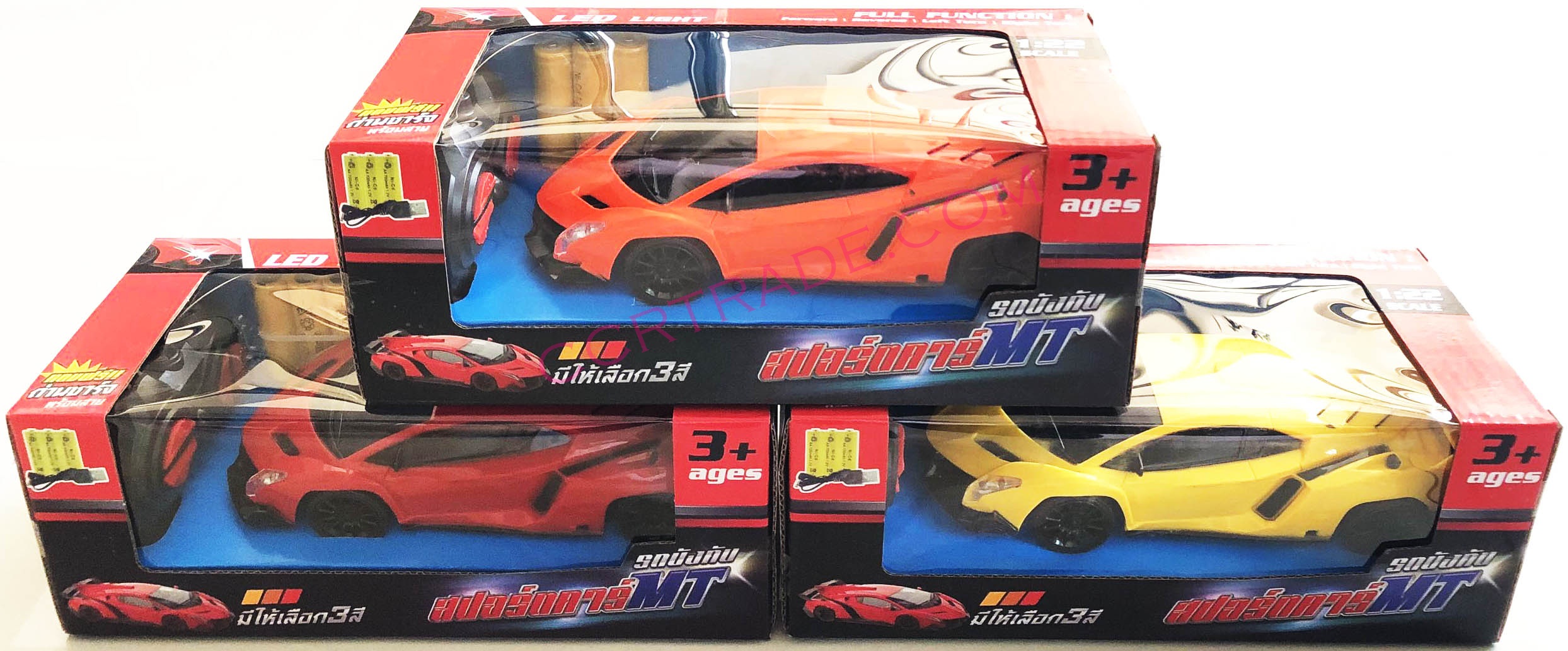 รถแลมโบกีนี่บังคับ+รีโมทไร้สาย มีไฟหน้า แถมถ่านชาร์ทกล่อง 27 ซม.(1x3)