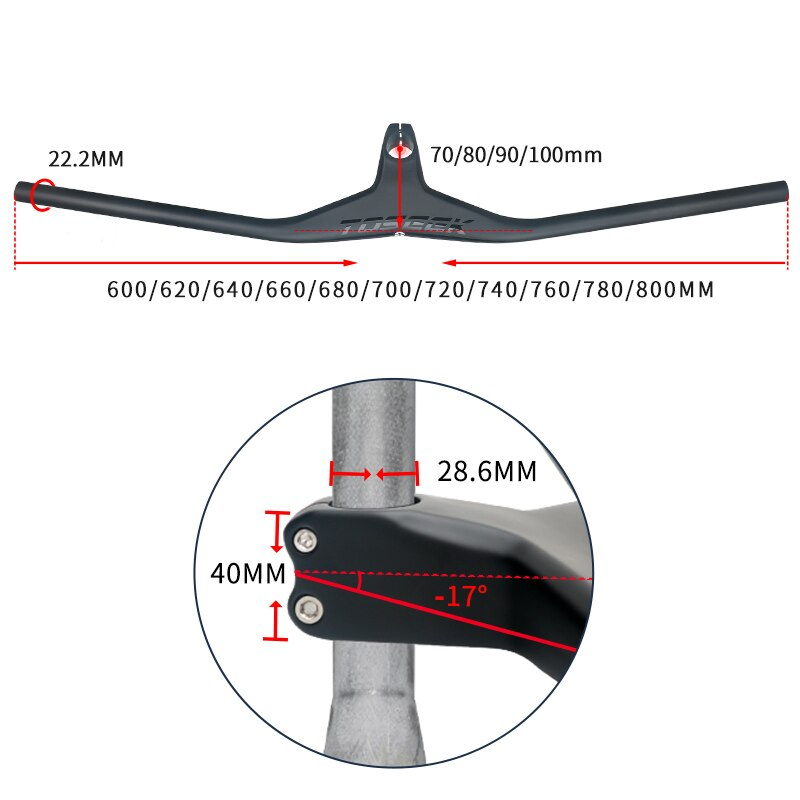 แฮนด์จักรยานเสือภูเขาคาร์บอนแบบอินทริเกต TOSEEK mountain bike carbon fiber