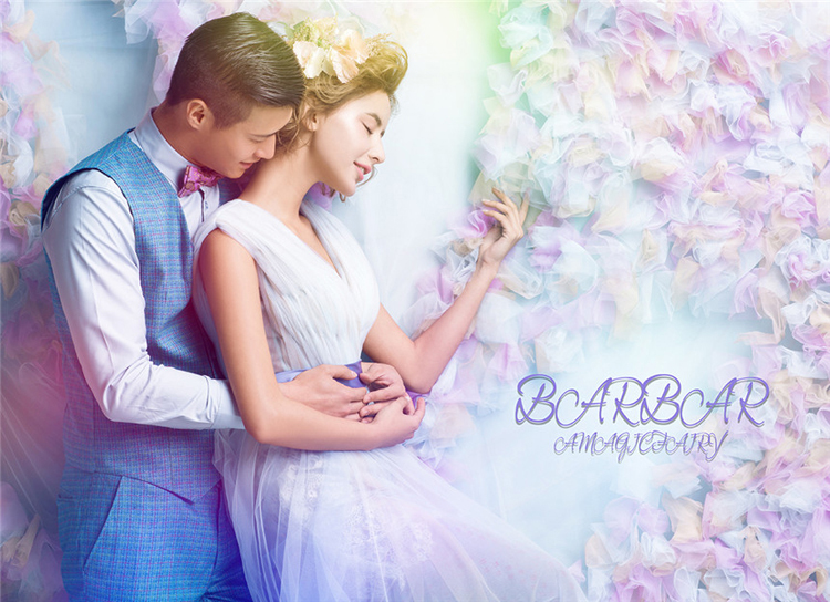 PW422- **พร้อมส่งชุดผู้หญิง**ชุดคู่ถ่ายพรีเวดดิ้ง (prewedding dress) & ชุดแต่งงานแฟนซี (Fancy wedding dress)ชายหญิง "ธีมสีม่วงอมฟ้าเขียว"