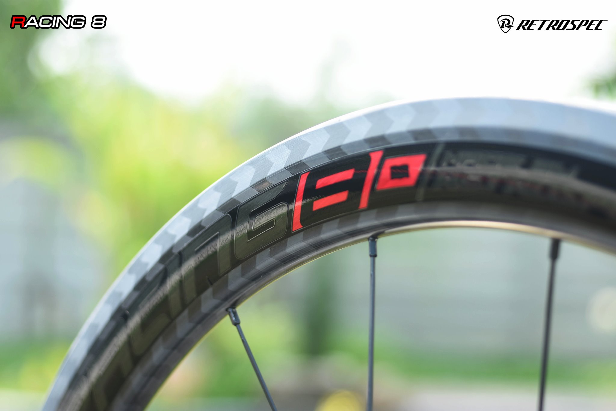 ล้อจักรยานเสือหมอบคาร์บอน Retrospec รุ่น Racing 8 Carbon T800 ลาย Carbon 12k ทแยง