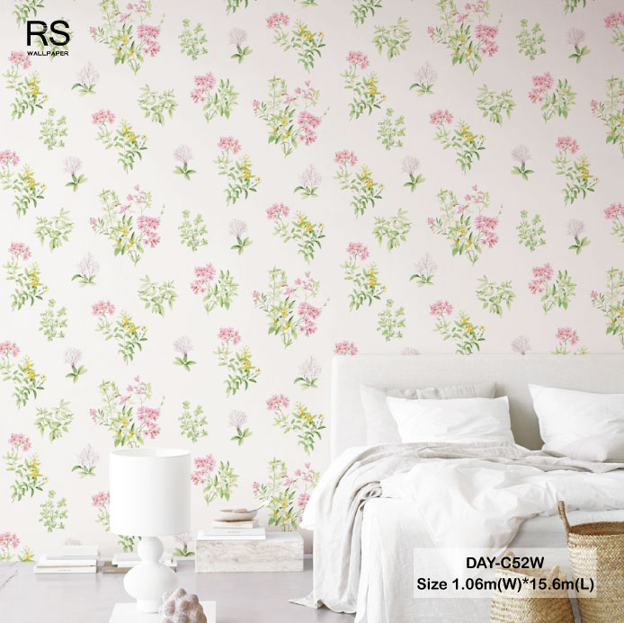 วอลเปเปอร์ลายดอกไม้สีชมพู พื้นสีชมพูอ่อน DAY-C52W