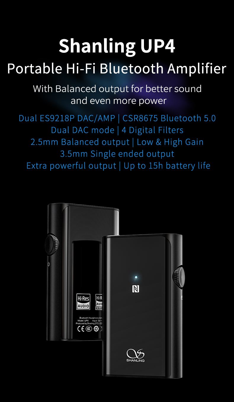 ขาย SHANLING UP4 DAC & AMP พกพารองรับ Bluetooth5.0 , LDAC , HWA , atpX HD , aptX LL , 96kHz/24bit