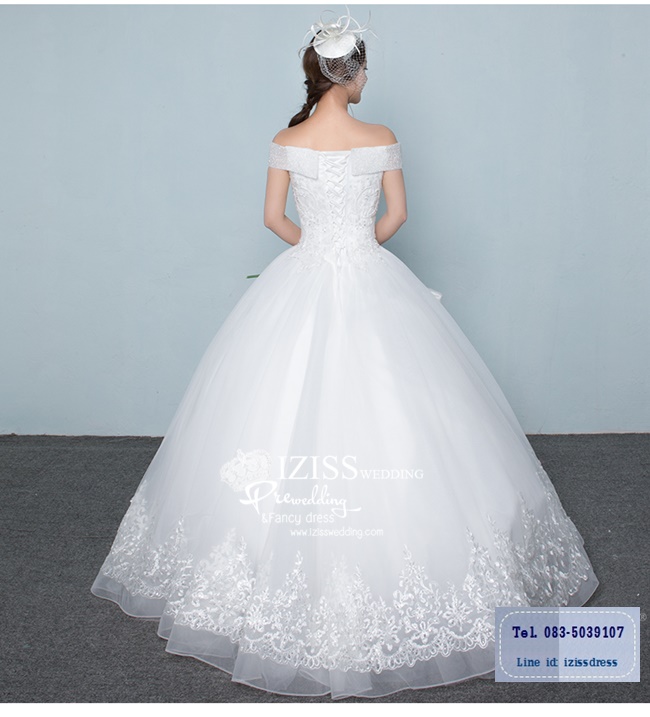 BR221 **พรีออเดอร์ชุดสีขาว/ครีม**ชุดแต่งงาน&ชุดเจ้าสาวแบบยาวสีขาวเกรดพรีเมี่ยม หรูหราน่ารัก สวยโดดเด่นไม่ซ้ำใคร สวยงามดุจเจ้าหญิง