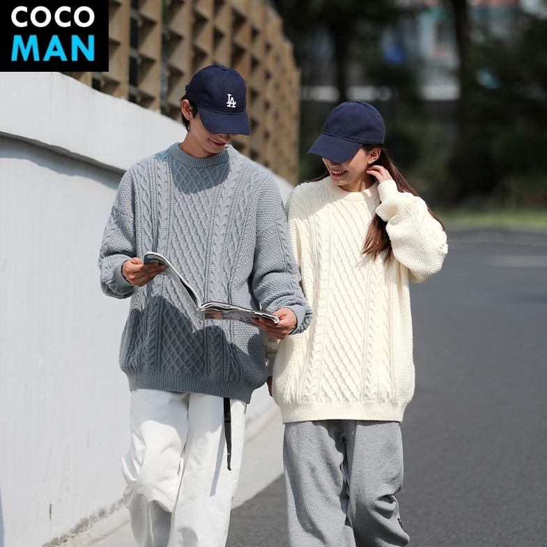 พร้อมส่ง เสื้อไหมพรมผู้ชาย คอกลมแขนยาว ทรง Oversize สไตล์เกาหลี เสื้อสเวตเตอร์