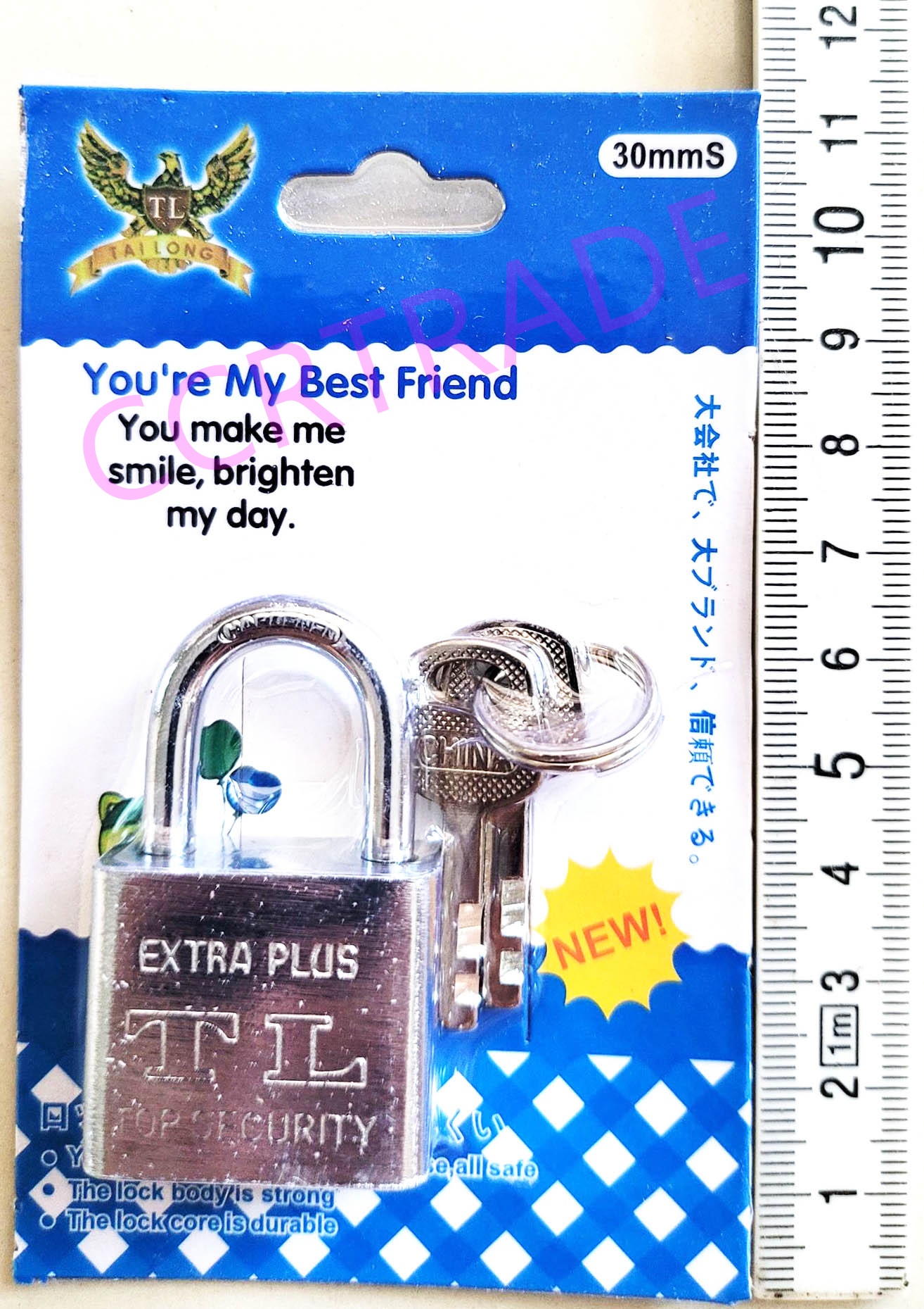 กุญแจสแตนเลส 30 มิล คอสั้นแผง 11 ซม.