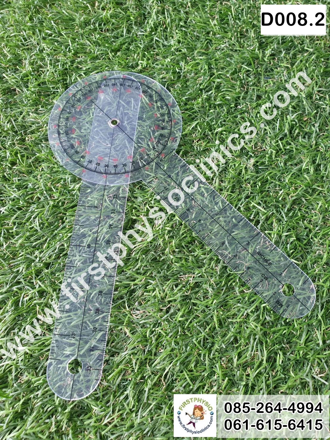 ไม้บรรทัดวัดมุมทางการแพทย์พลาสติก 360 องศา โกนิโอมิเตอร์ ขนาด 8 นิ้ว ไม้บรรทัดวัดองศา Goniometer