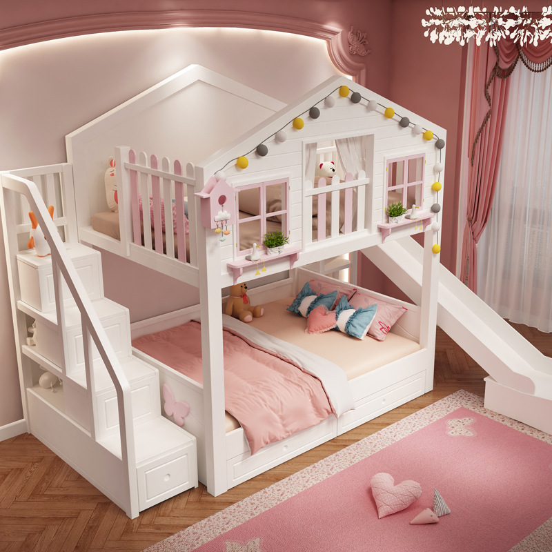 เตียง 2 ชั้นรุ่น Tree House สีชมพู