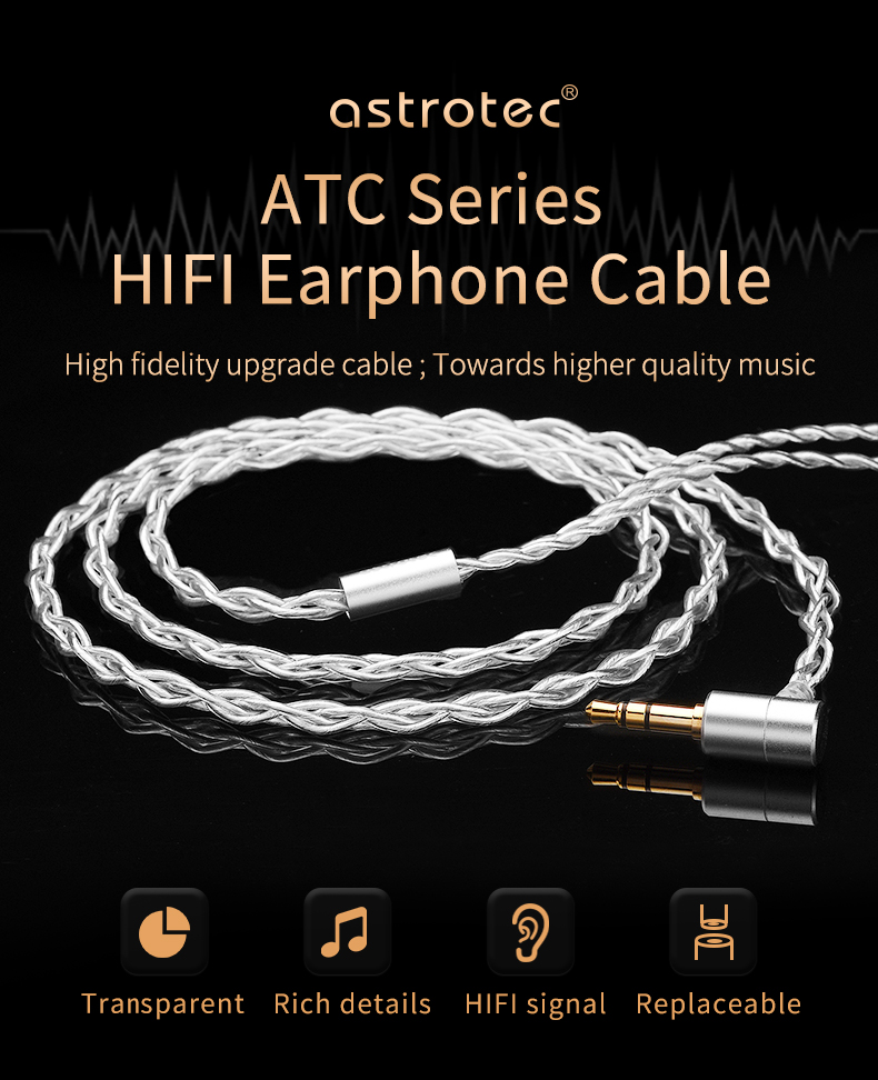 ขาย Astrotec ATC1W สายอัพเกรดหูฟัง OFC 156 แกน ชุบเงิน ขั้ว MMCX