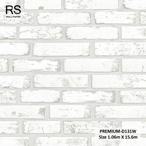 วอลเปเปอร์ลายอิฐ สีขาว PREMIUM-D131W