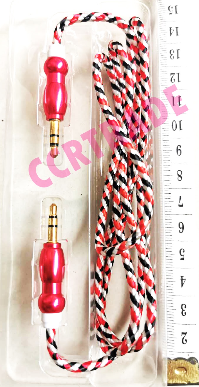 สายลำโพง AUX 1 ม.Hana กล่องดำ 17 ซม.(สายเชือก)