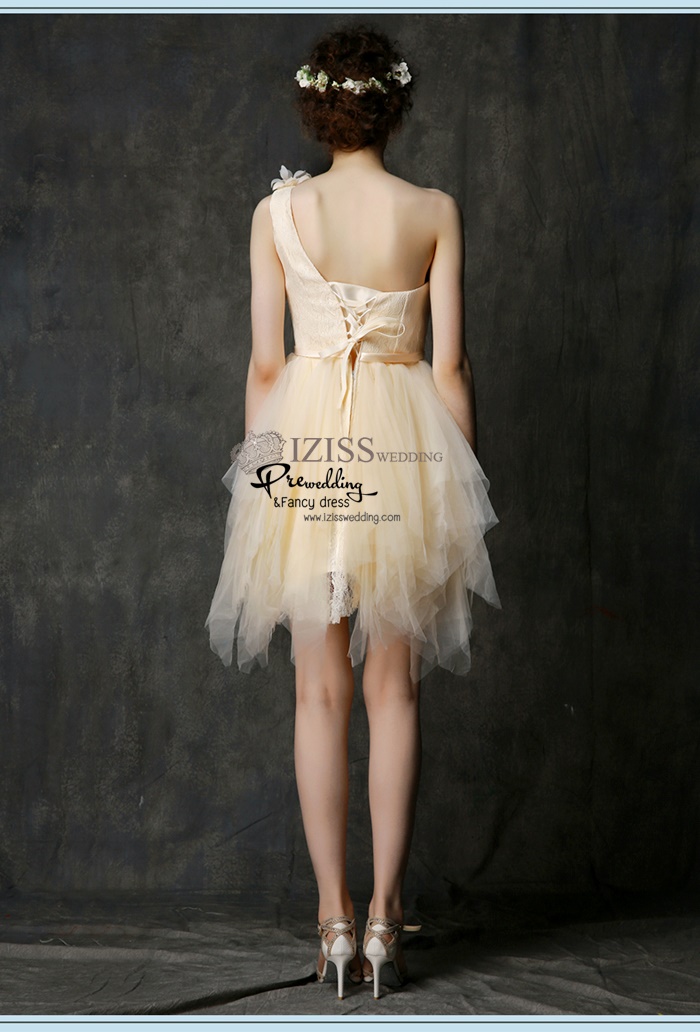 ฺBM0109 - พรีออเดอร์ ชุดเพื่อนเจ้าสาวราตรีสั้นสีครีมและสีโอโรส สวยมากๆค่ะ