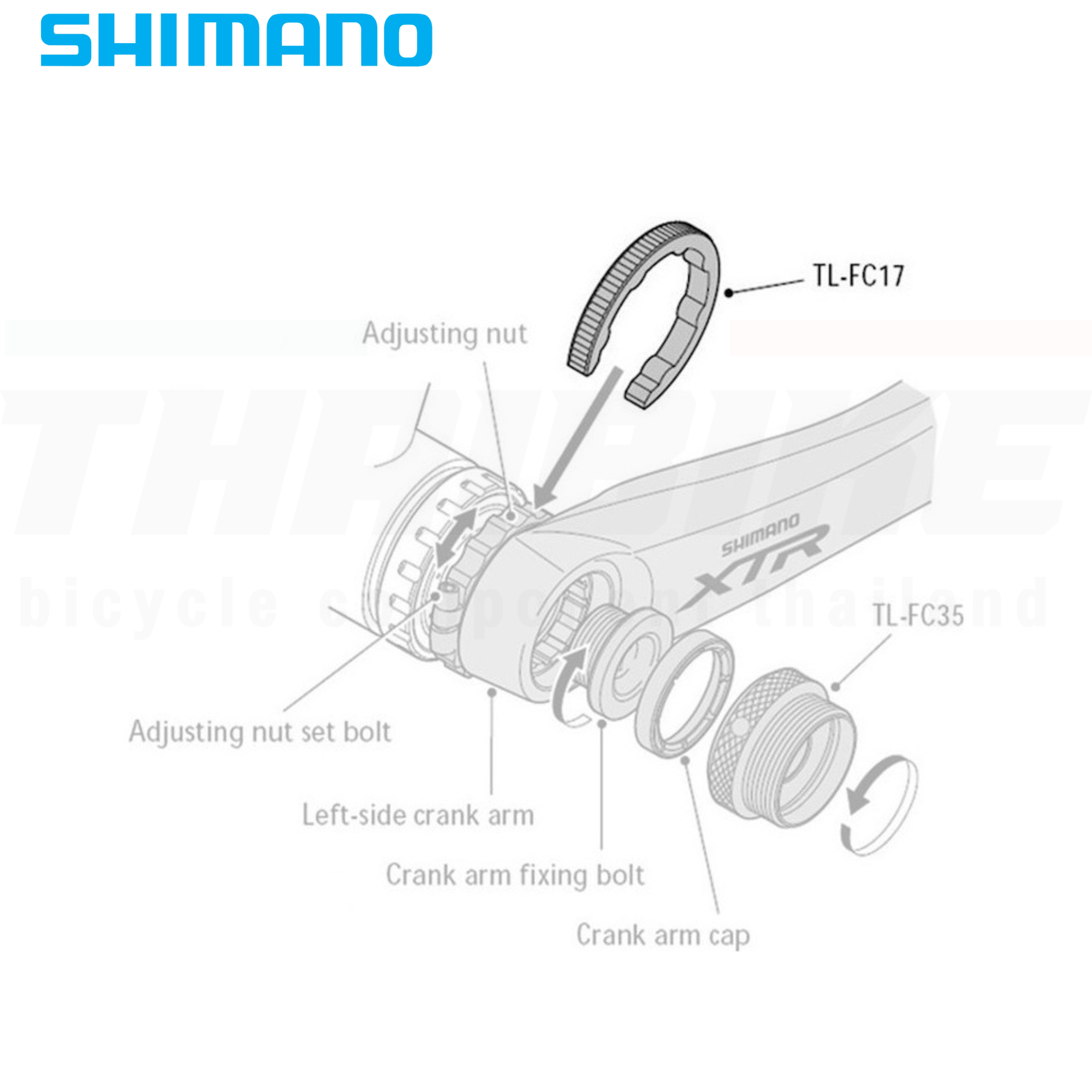 เครื่องมือขันขาจานจักรยานและฝาพลาสติก SHIMANO TL-FC35+TL-FC17 Y13098200