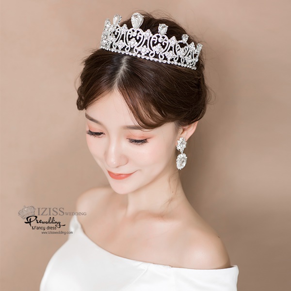 AC021 **พรีออเดอร์**ชุดเทียร่า มงกุฎเพชร พร้อมต่างหู ชุดเครื่องประดับเจ้าสาวสวยหรูดุจเจ้าหญิง