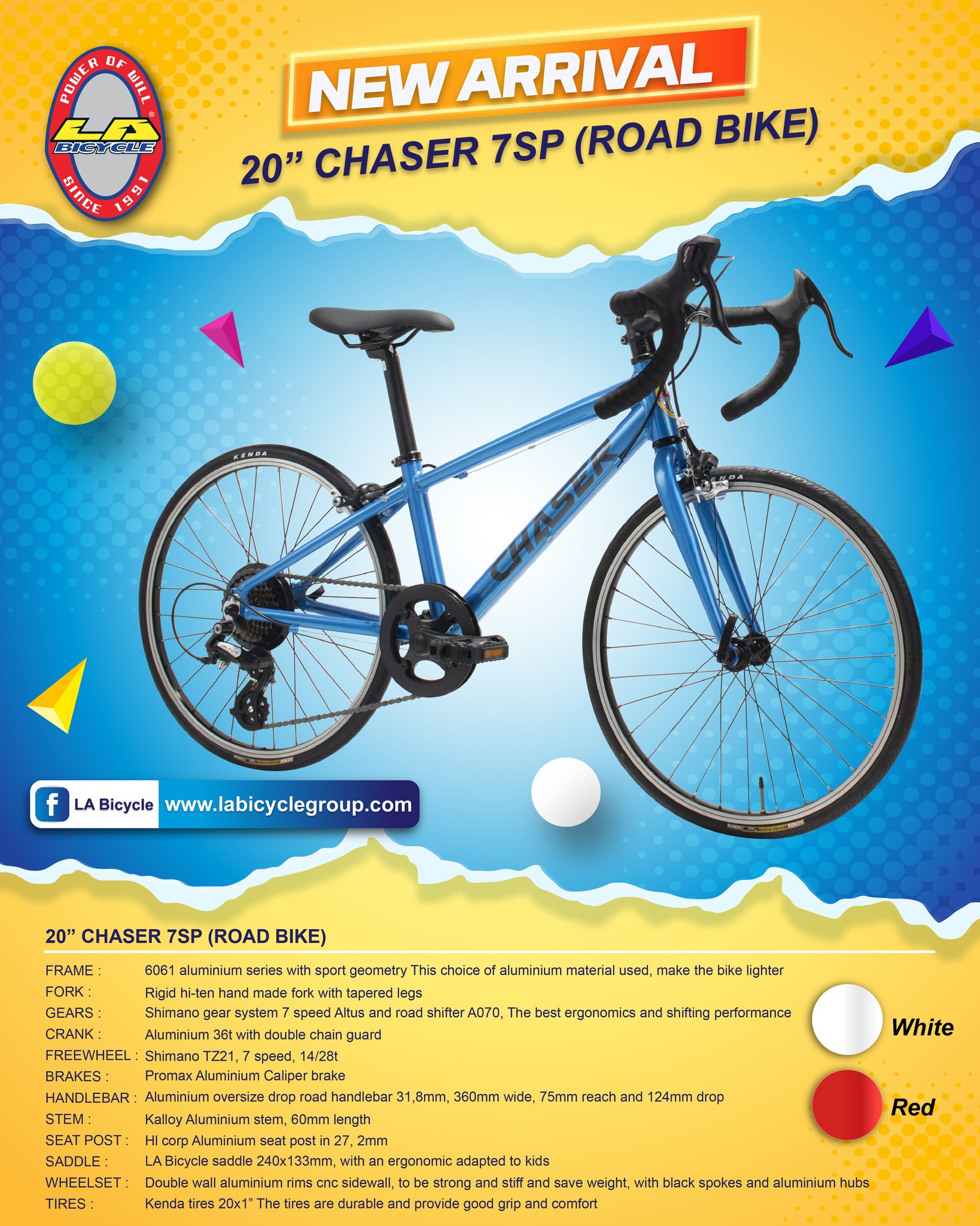 LA BICYCLE : CHASER จักรยานเสือหมอบเด็ก ล้อ 20 นิ้ว 7speed เฟรมอลูมิเนียม