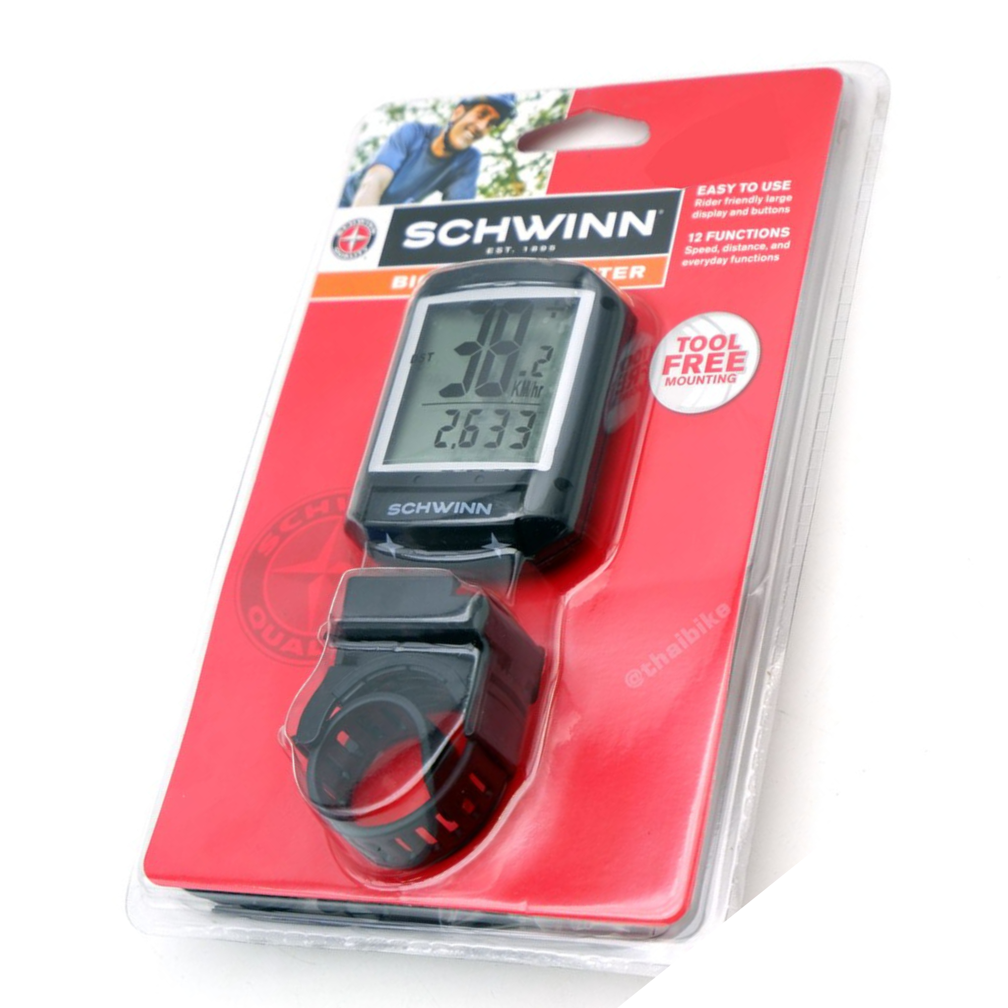 ไมล์วัดความเร็วจักรยานจอใหญ่ มีสาย Schwinn Bicycle Computer