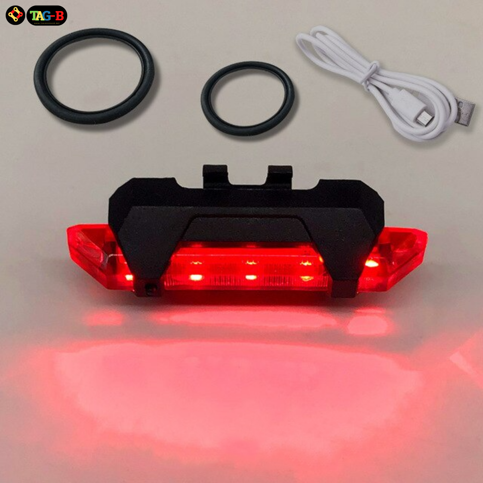 ไฟท้ายจักรยาน ชาร์จ USB LIGHT THAIBIKE SJ-20051 แบบชาร์จไฟ