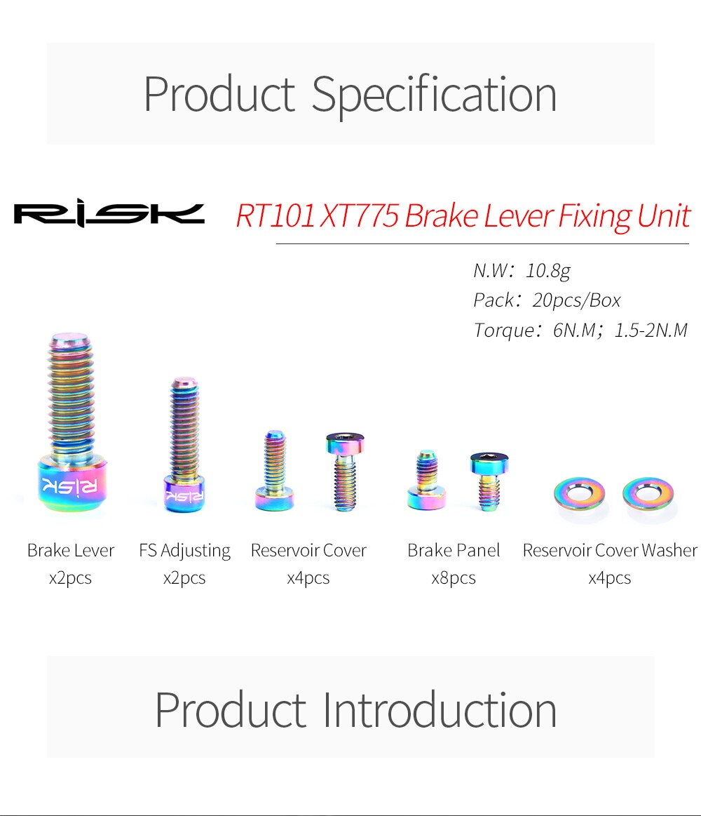ชุดน็อตไทเทเนี่ยมแต่งจักรยาน RISK ใส่เบรค TITANIUM for Shimano XT775 (กล่องมีตำหนิ)