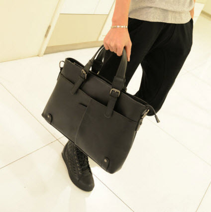 พร้อมส่ง กระเป๋าใส่เอกสาร สีดำ กระเป๋าสะพายข้างผู้ชาย