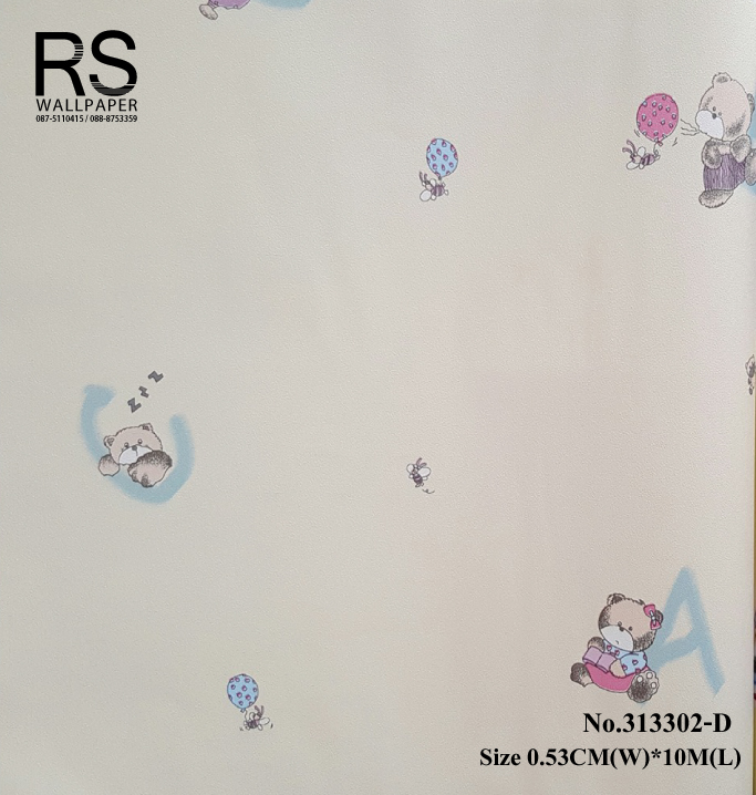 วอลเปเปอร์ ล้างสต๊อก หมีน้อยABC พื้นเหลืองครีม 313302-D