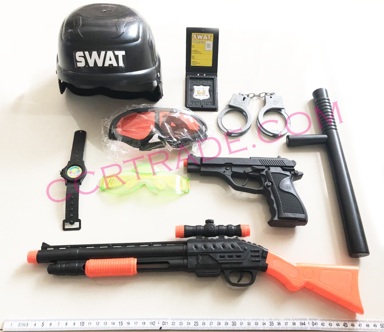 หมวกทหาร+ปืนจัมโบ้ถุงตาข่าย 30 ซม.(งานห้าง)