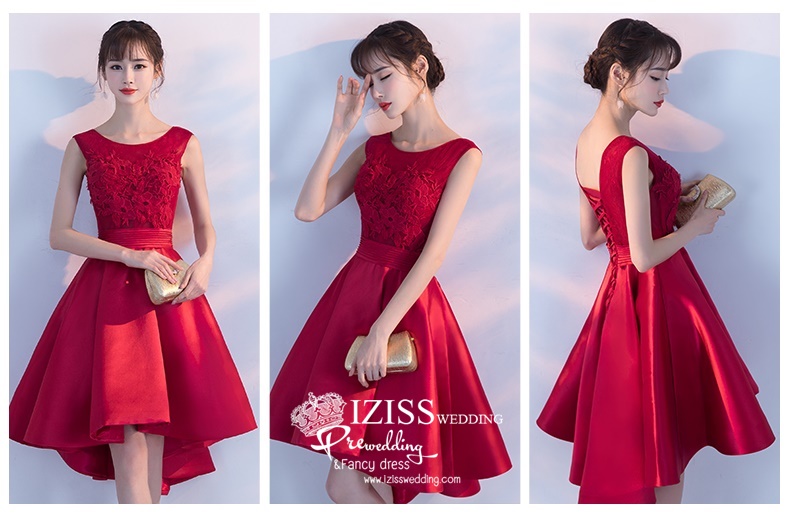 DS027 - **Pre order** ชุดราตรี เดรสสั้นออกงาน (short dresses) ชุดไปงานแต่งงานสวยๆ "ธีมแดง"