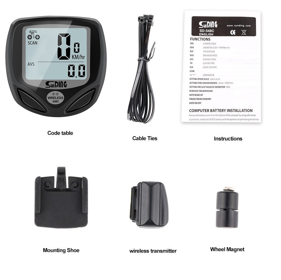 ไมล์จักรยานแบบไร้สาย sunding sd548c กรอบดำ