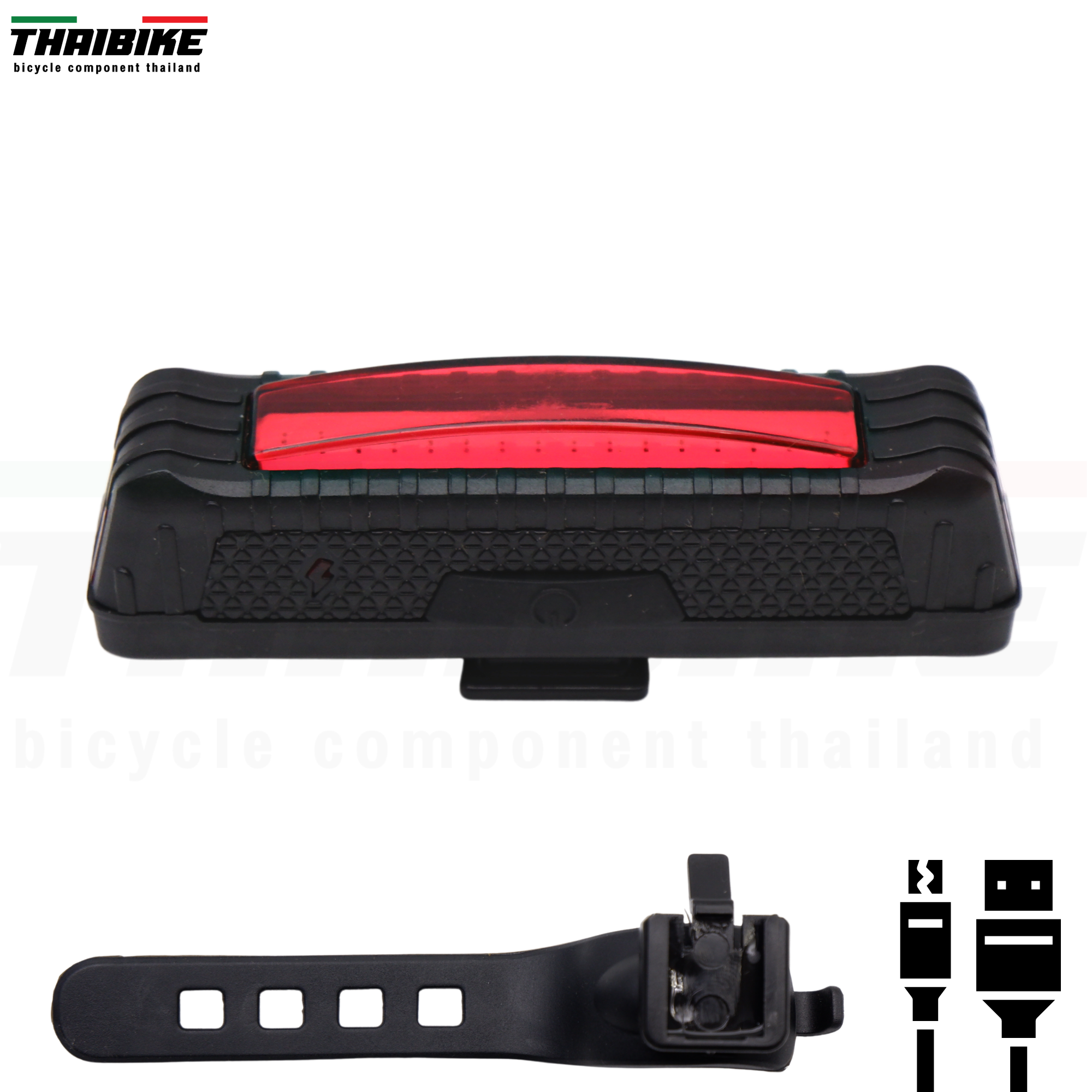 ไฟหน้า ไฟท้ายจักรยานแบบชาร์จ USB KEEPER FH-019 ไฟสีแดง ไฟสีขาว (แพค OPP)